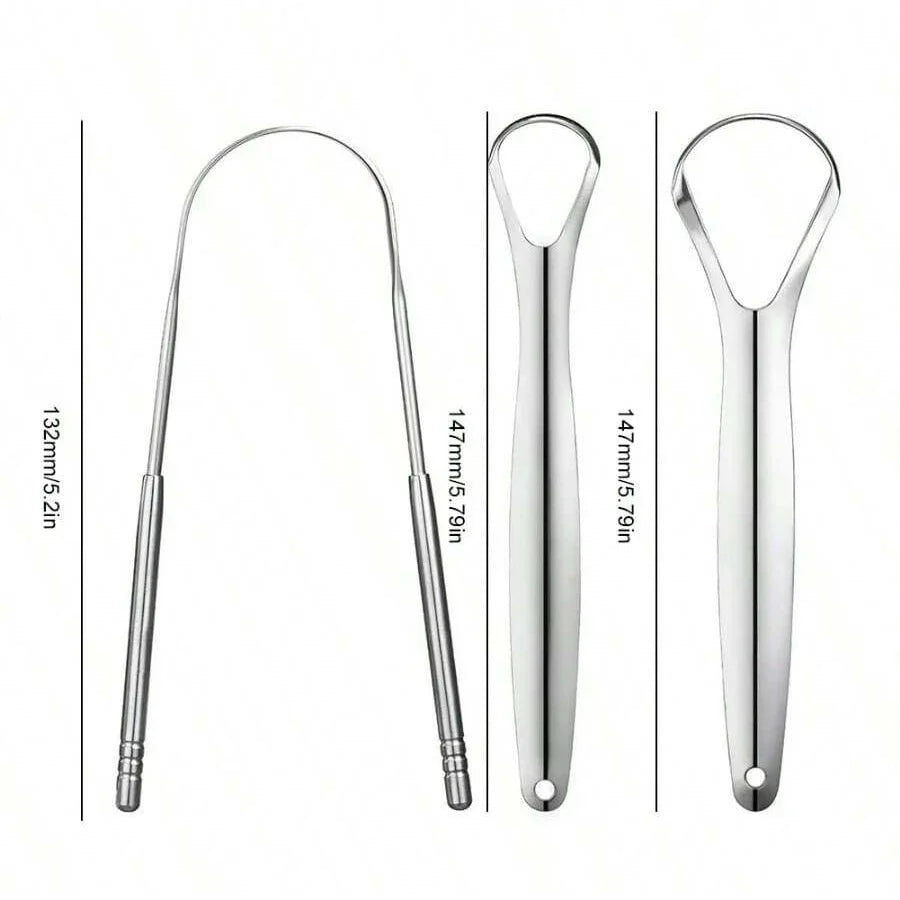 Stainless Steel Tongue Scraper for Adults – 3 Pack