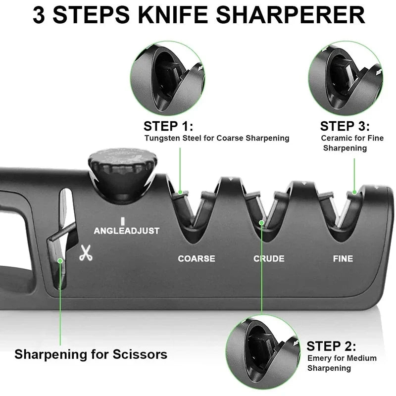 5-in-1 Knife & Scissor Sharpener | Adjustable Angle Whetstone