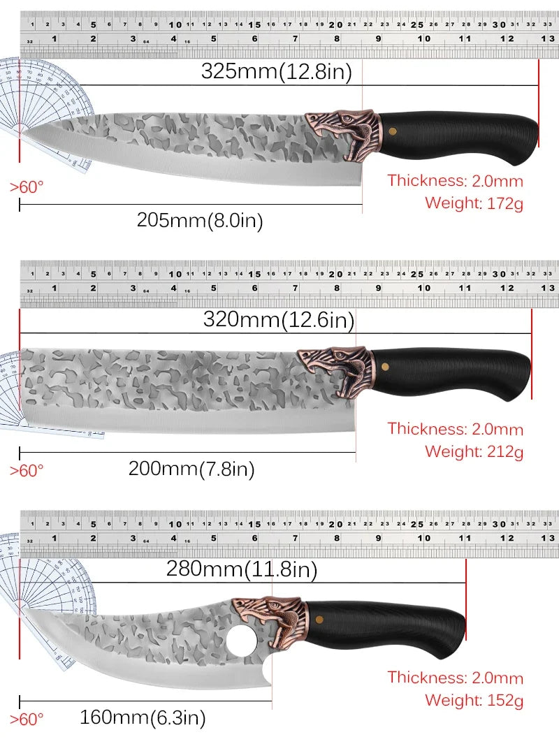 WXCOO Hand Forged Stainless Steel Chef & Butcher Knife