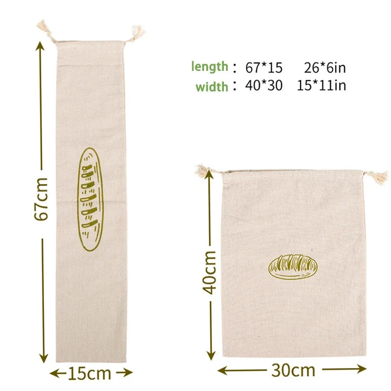 2026 Linen Bread Bags Reusable Portable Drawstring Kitchen Organizer
