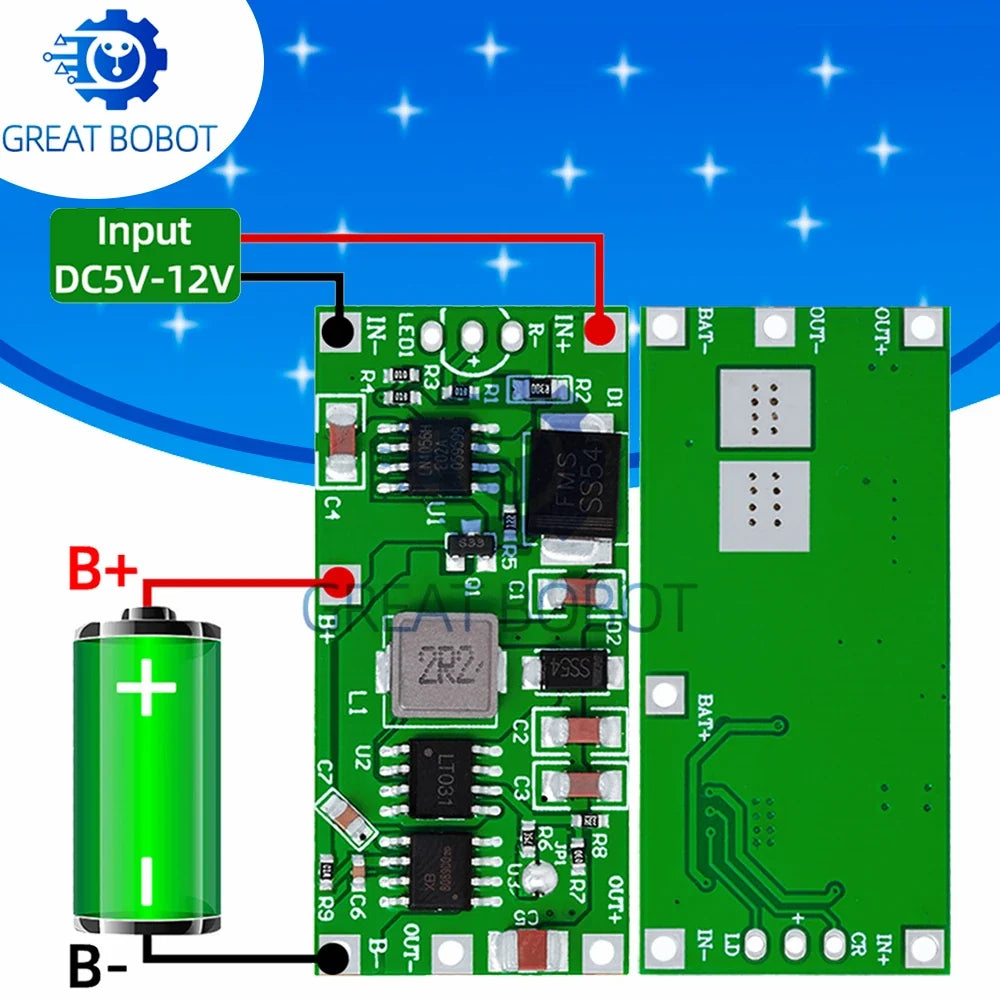 5V 2A UPS Power Supply Module – 12V 15W Lithium Battery Backup