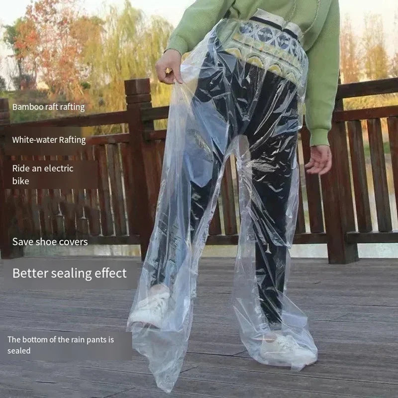Disposable Waterproof Rain Pants – Unisex One Size, 1 or 6 Pack