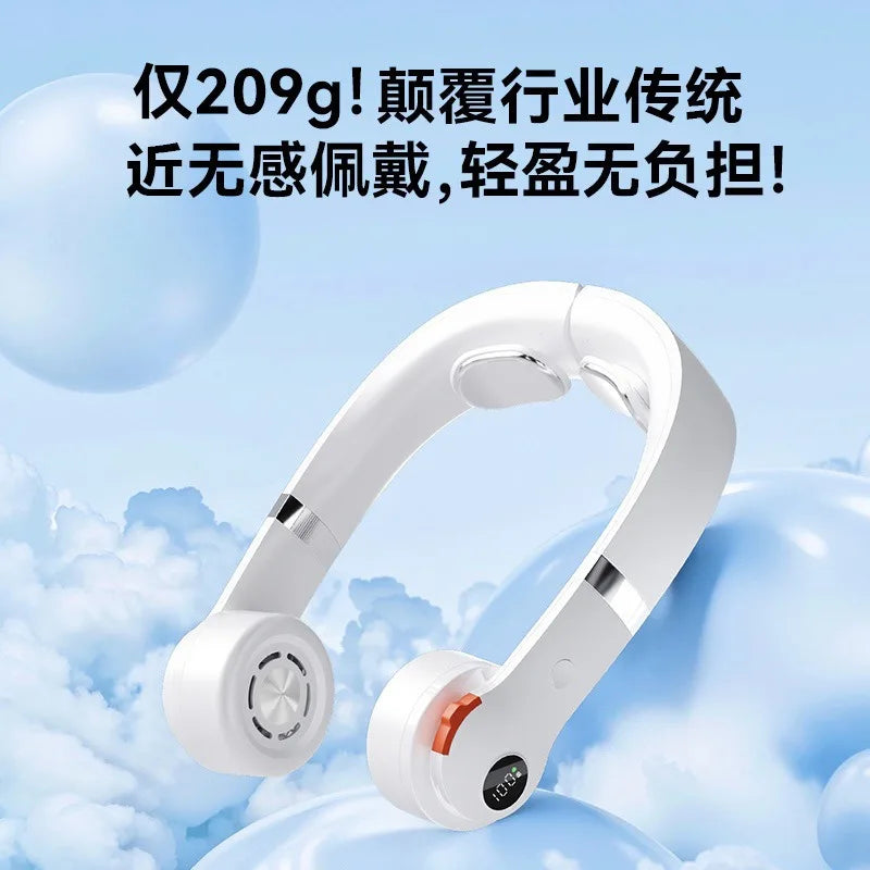 Bladeless Neck Fan Digital Display 20H Battery USB-C Charging