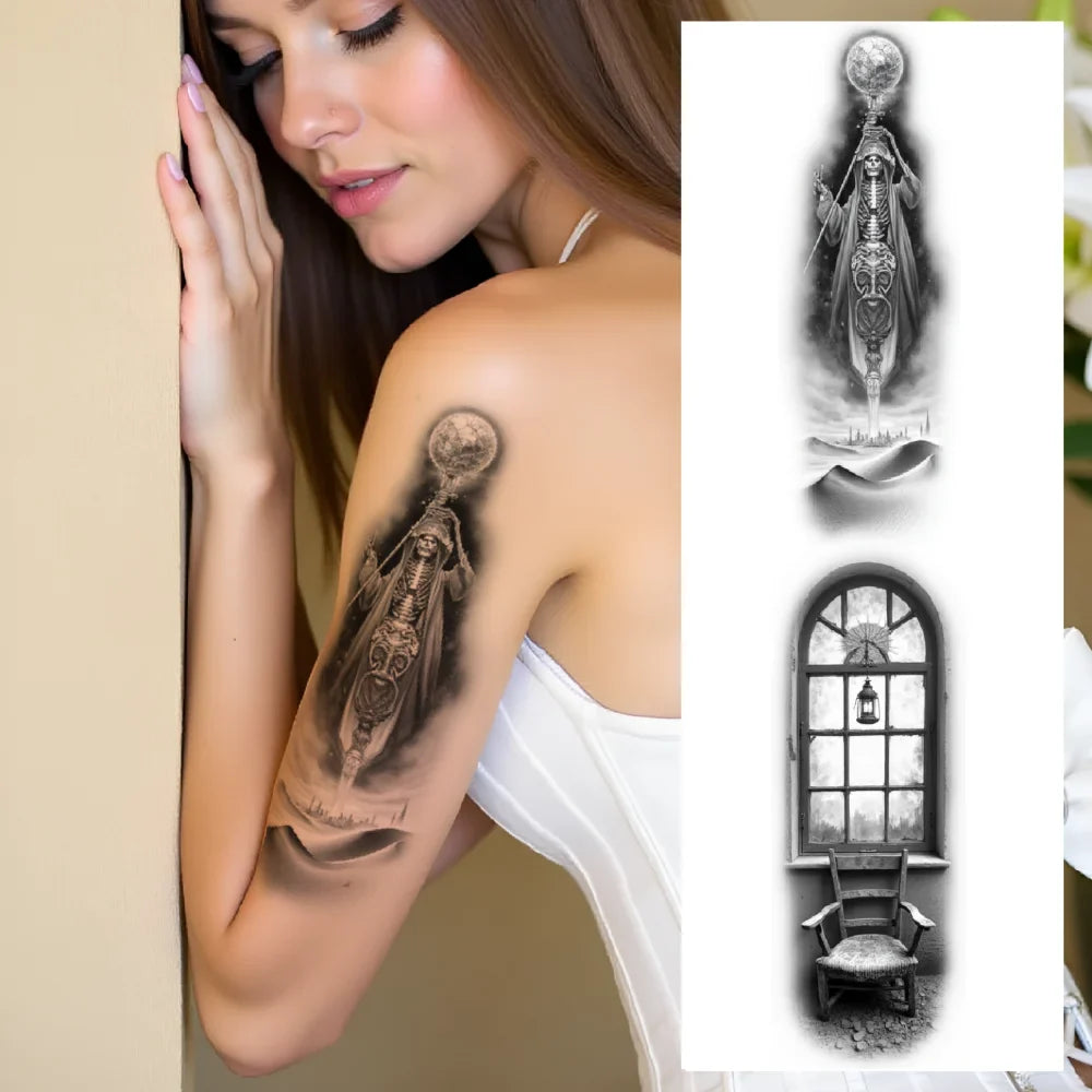 3-Pack Waterproof Temporary Tattoos – Butterfly, Skull & Rose