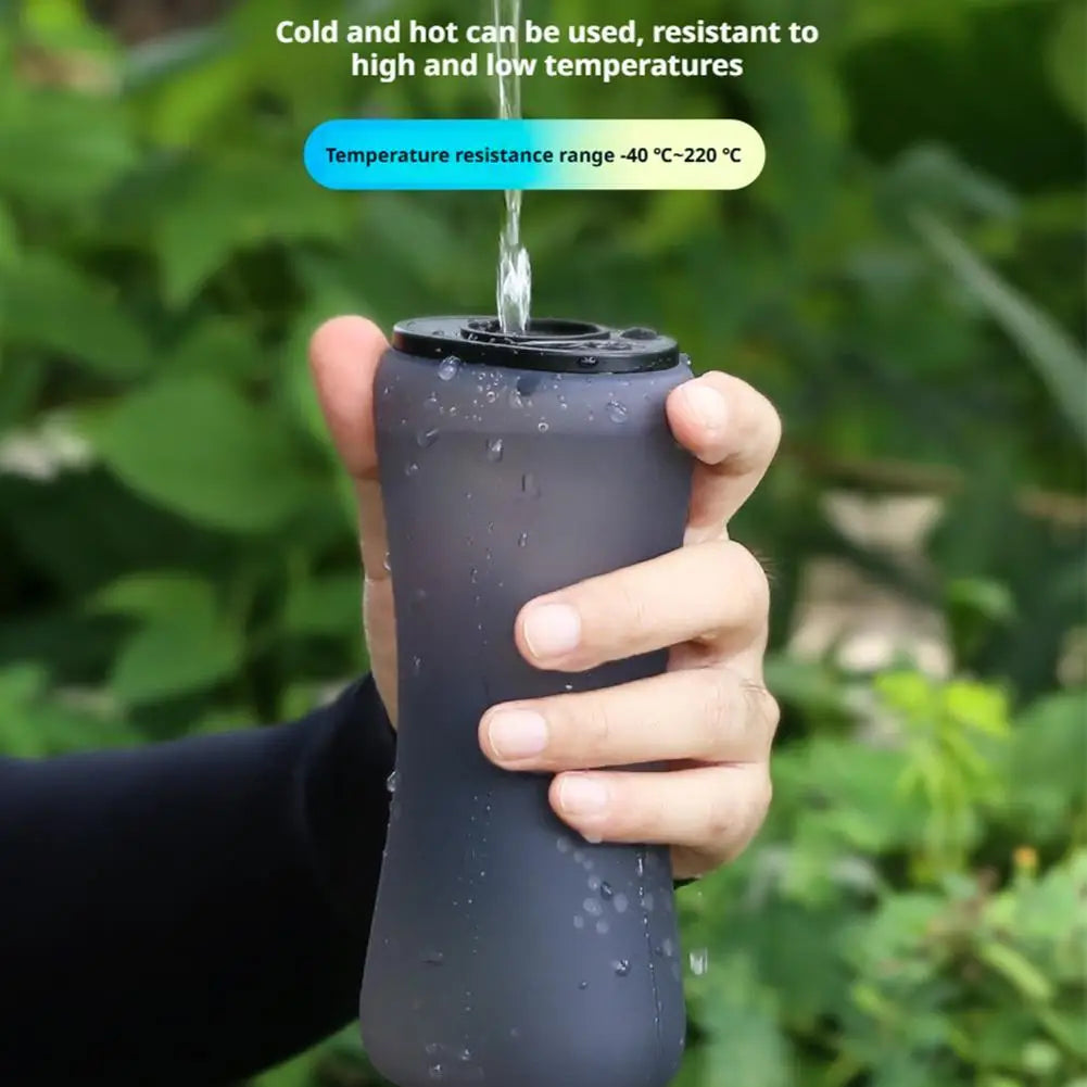 Foldable Wrist Water Bottle 12oz – BPA-Free Silicone Sports