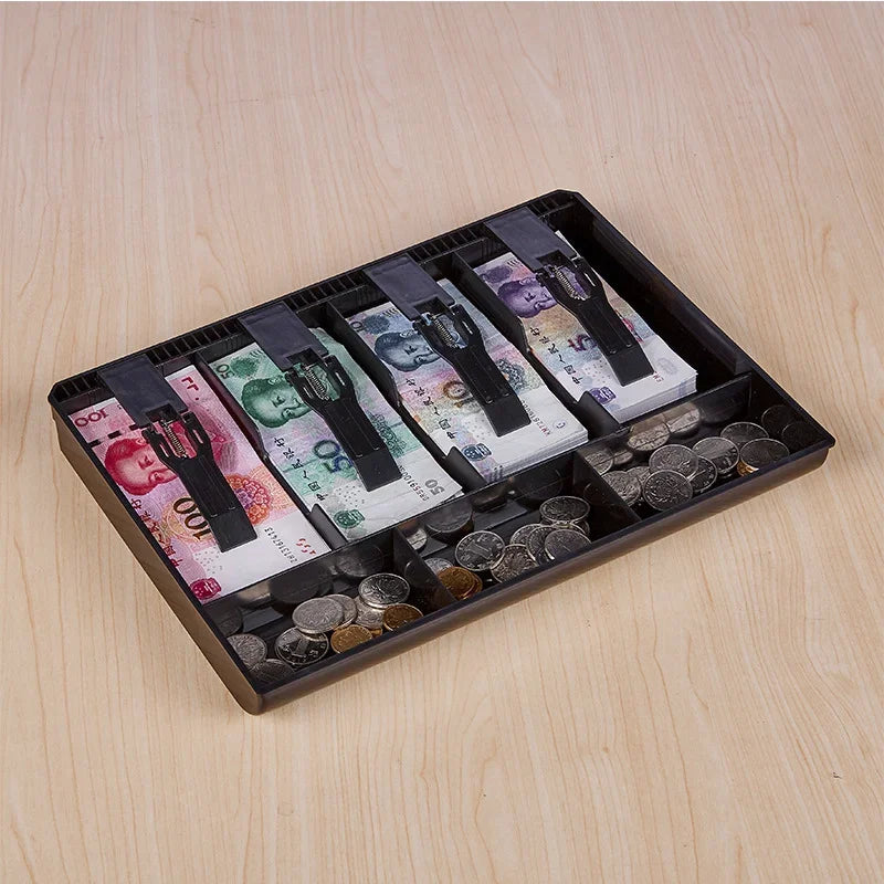 Cash Drawer Insert Tray | 4 Bill 3 Coin Slots & Metal Clip