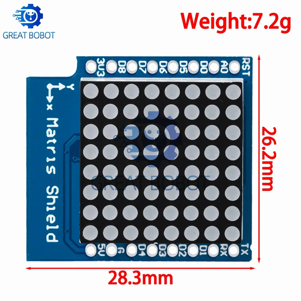 Matrix LED Shield V1.0 for WEMOS D1 Mini – 8×8 Dot Matrix