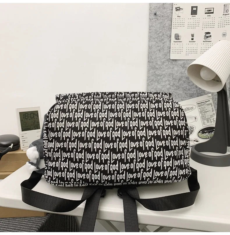 Unisex Words Print Backpack – Large School & Travel Daypack