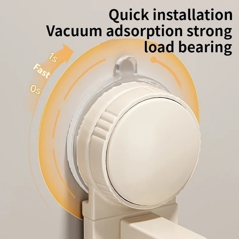 Drill-Free Suction Cup Rotating Double Bar Towel Rack | YUNJIEYA