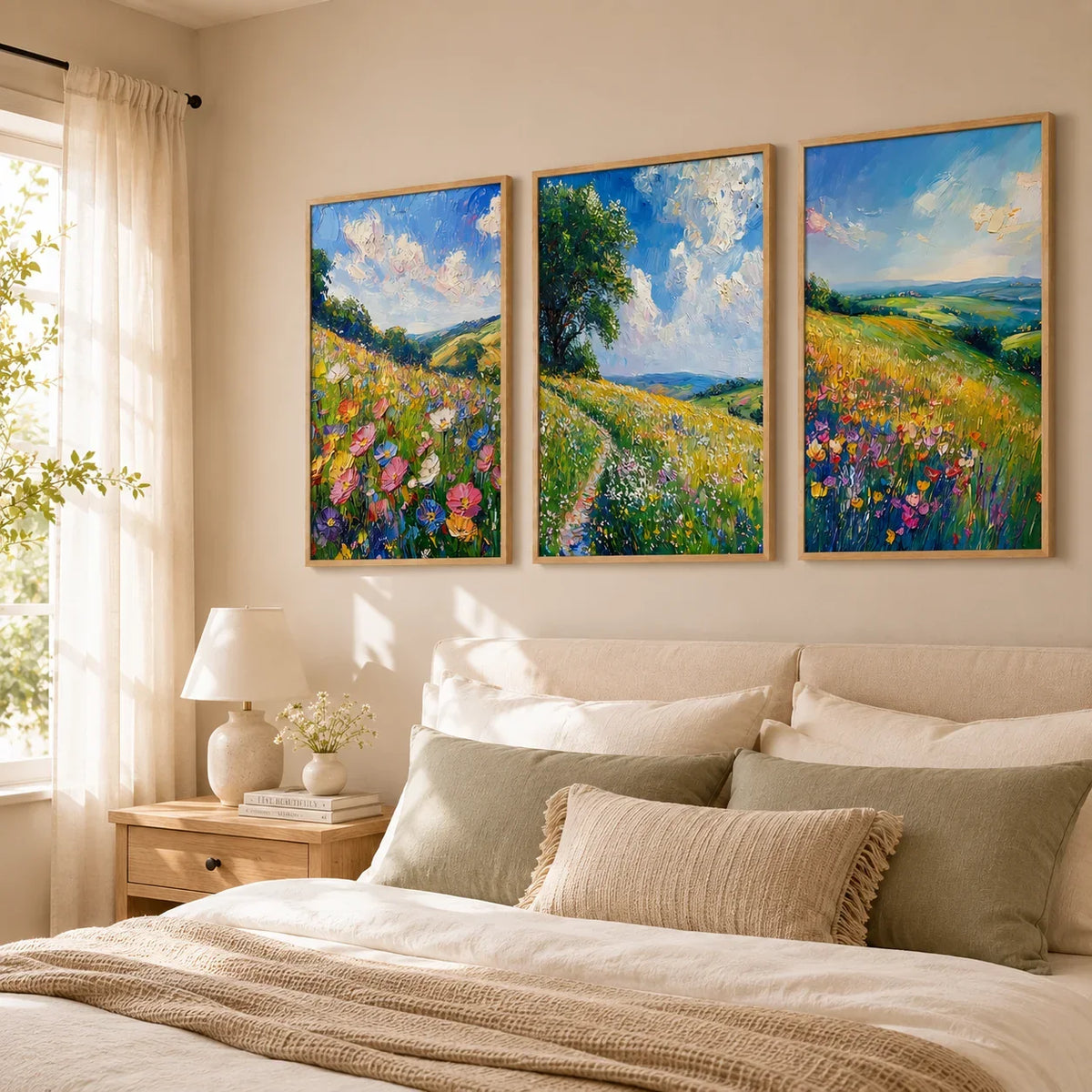 Wildflower Meadow Canvas Wall Art | Spring Landscape Print