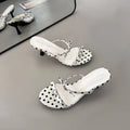 Rhinestone Kitten Heel Slippers – Polka Dot Women's Slides