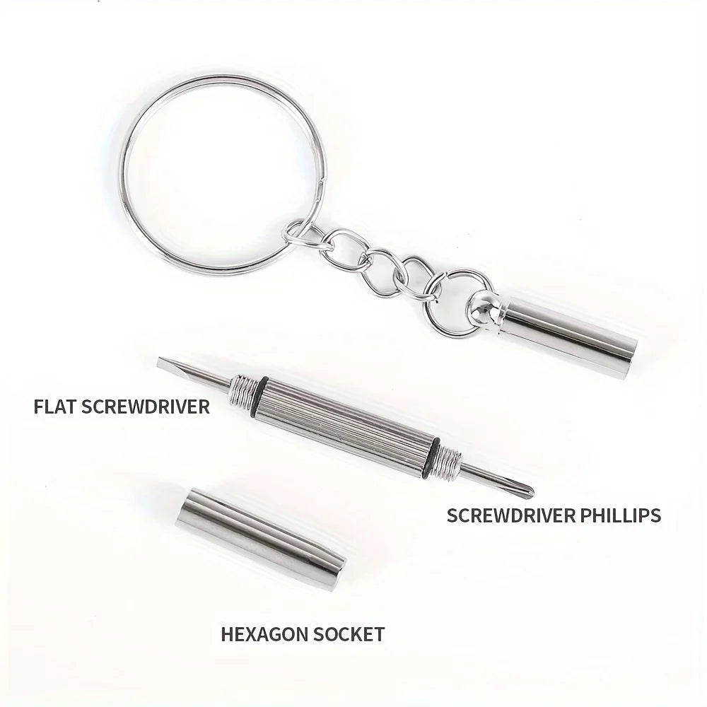 5-Pack 3-in-1 Mini Eyeglass Repair Screwdriver with Keychain