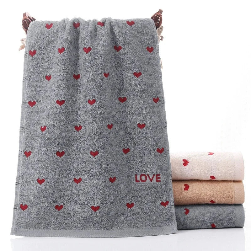 Soft Quick-Dry Cotton Face Towel | Heart Pattern Fingertip Towel