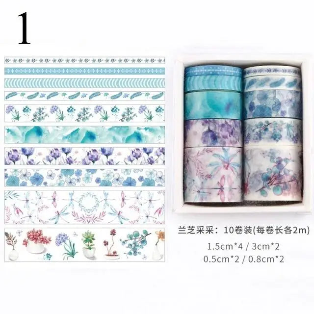 10-Piece Kawaii Washi Tape Set – Sea & Forest DIY Craft Series