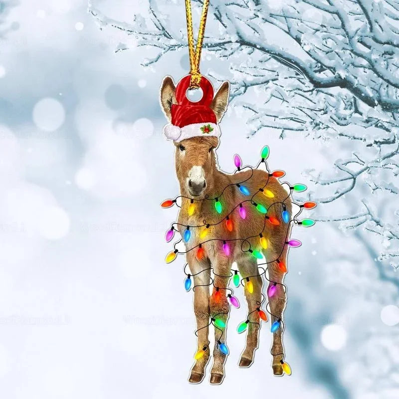 Acrylic Christmas Ornaments – Deer, Flamingo, Lion & Rooster