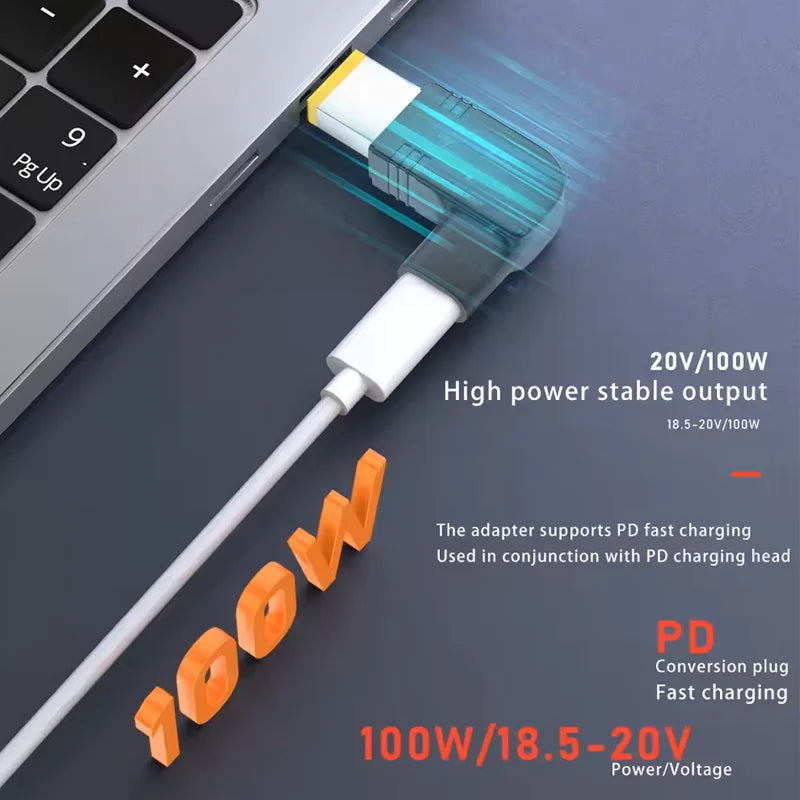 100W USB-C to DC Laptop Charger Adapter – HP Dell Asus Lenovo