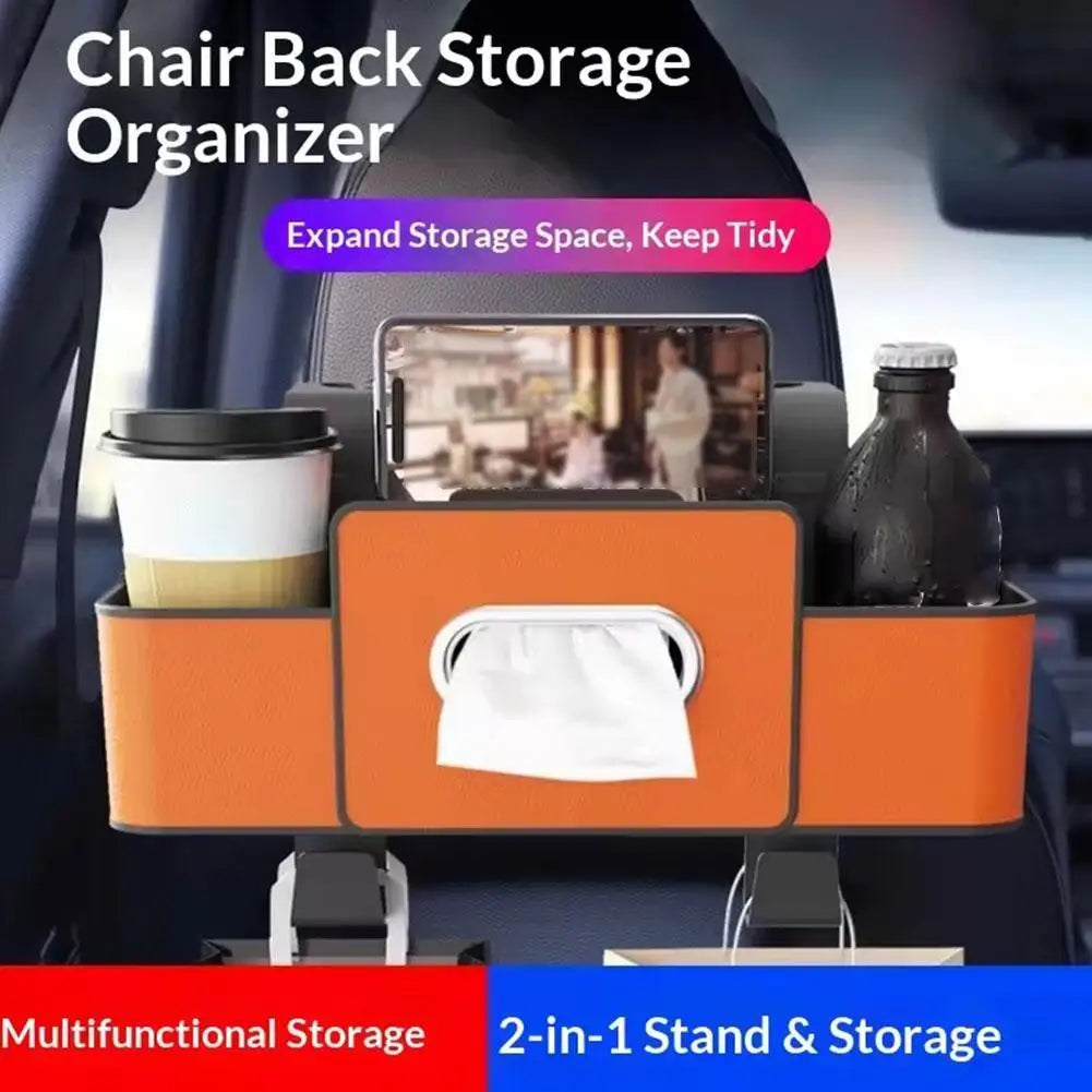 Car Seatback Storage Box Multi-function Tissue Holder Cup Compartment