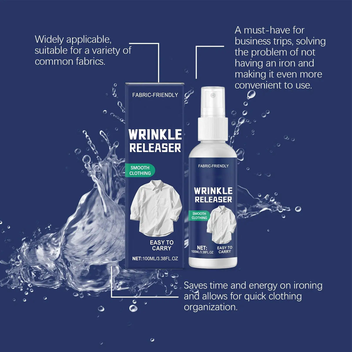 Light Scented Ironing Spray 100ml – Travel Wrinkle & Static Spray