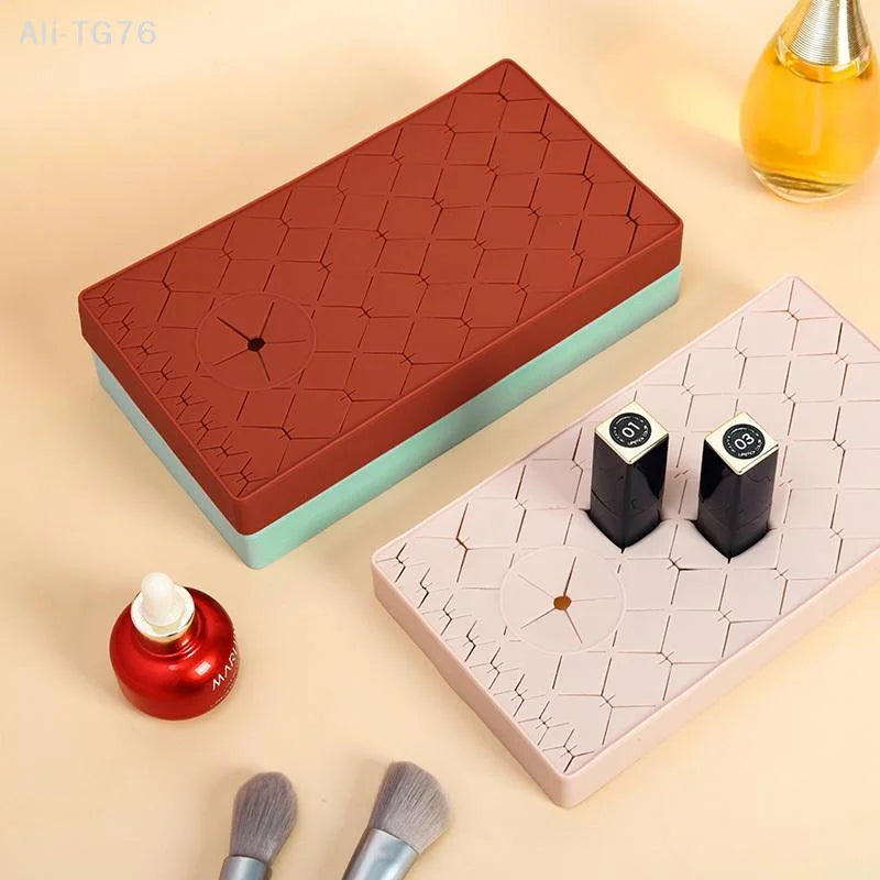 Silicone Lipstick & Makeup Organizer Desktop Storage Rack