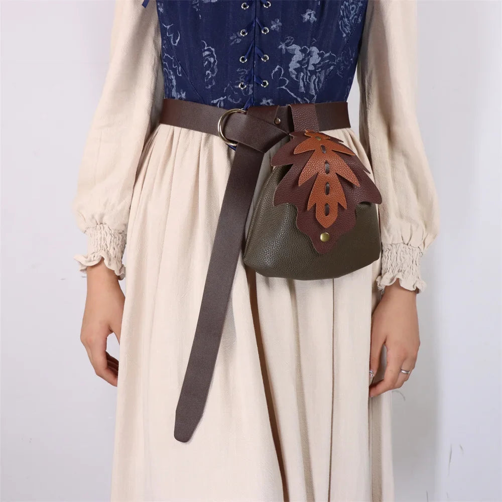 UYEE Medieval Belt Elf Leaf Waist Bag Renaissance Cosplay Copper Coin