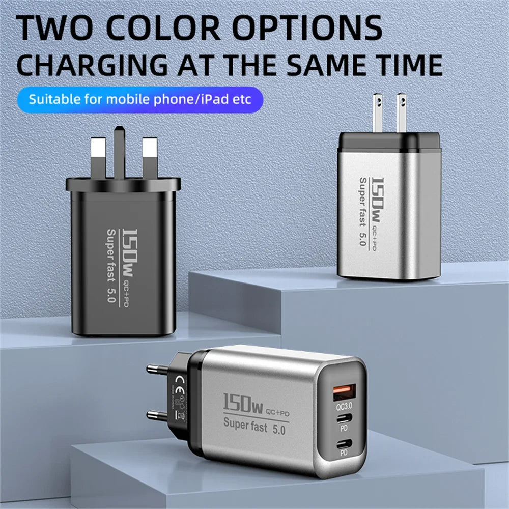 150W USB-C PD Fast Charger Quick Charge 3.0 | EU US UK Plug