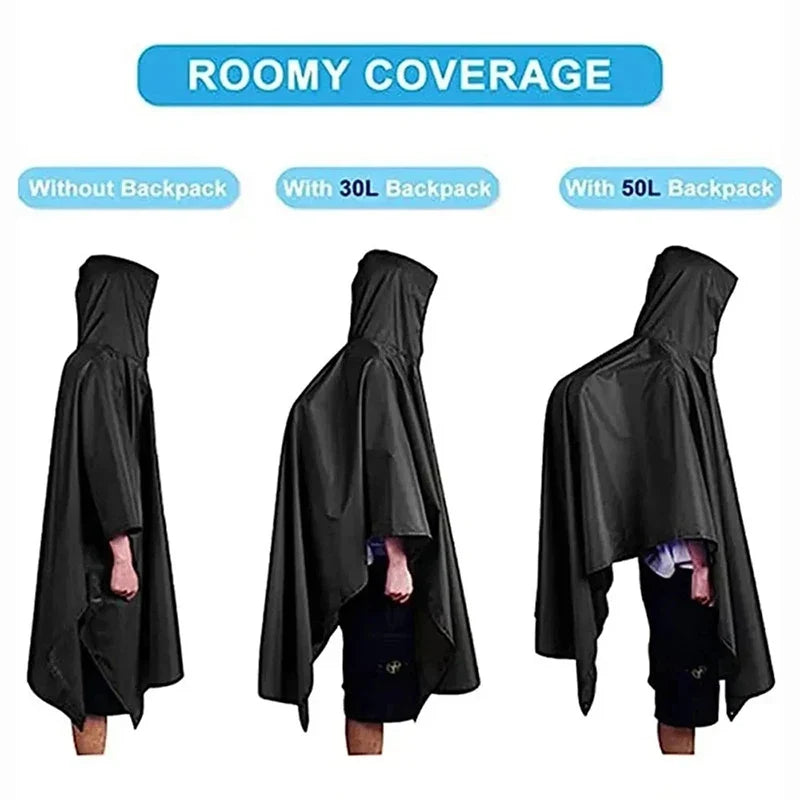 3-in-1 Waterproof Rain Poncho – Hiking, Camping & Travel