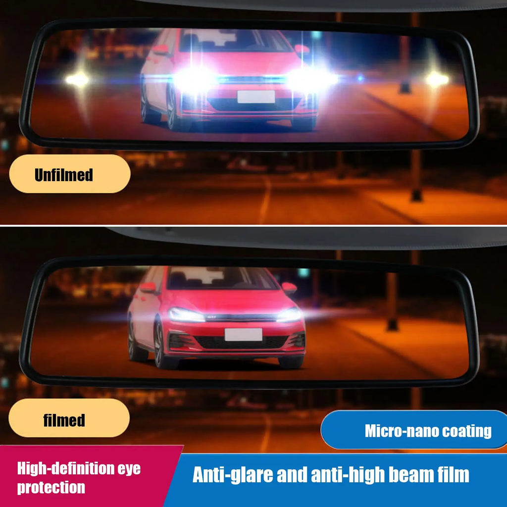Car Rearview Mirror Anti-Glare Anti-Fog PET Film + Tool
