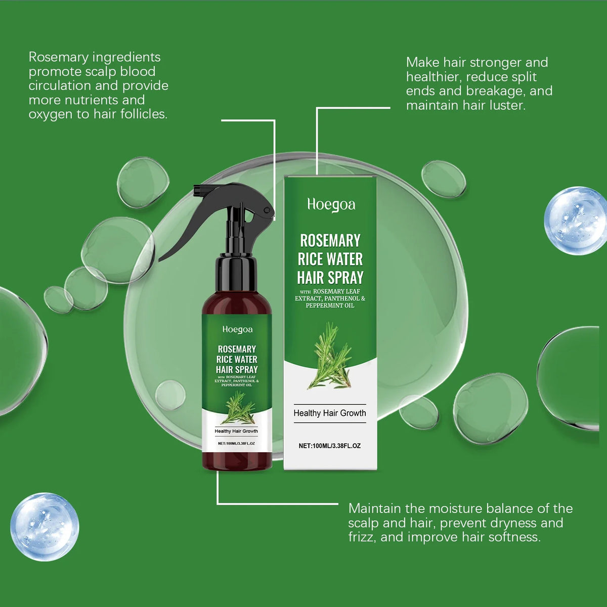 Rosemary & Rice Water Hair Mist | Nourish, Smooth & Strengthen