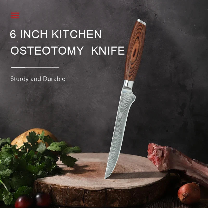 67-Layer Damascus Steel Kitchen Knife Set – Pakkawood Handle