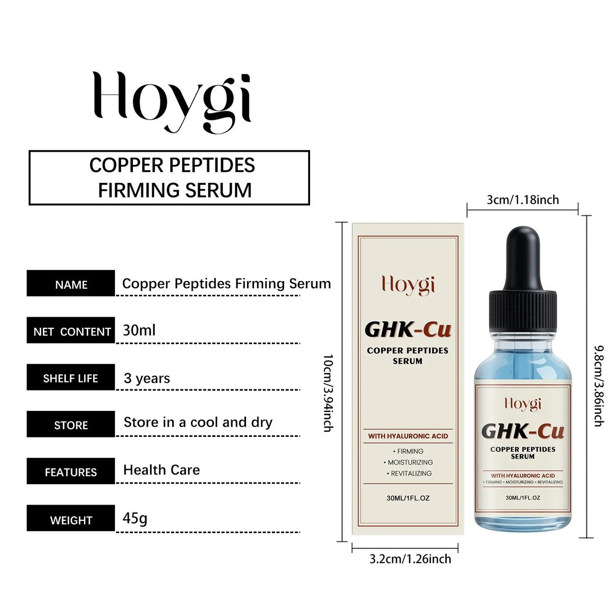 Hoygi GHK-Cu Copper Peptide Serum | Hyaluronic Acid Face Essence