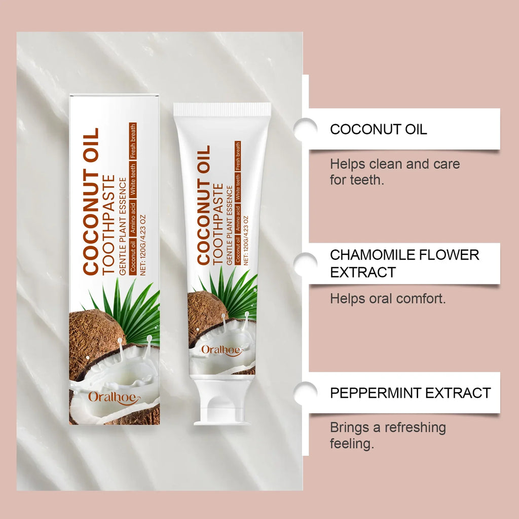 Oralhoe Coconut Oil Whitening Toothpaste – Remove Tartar & Stains