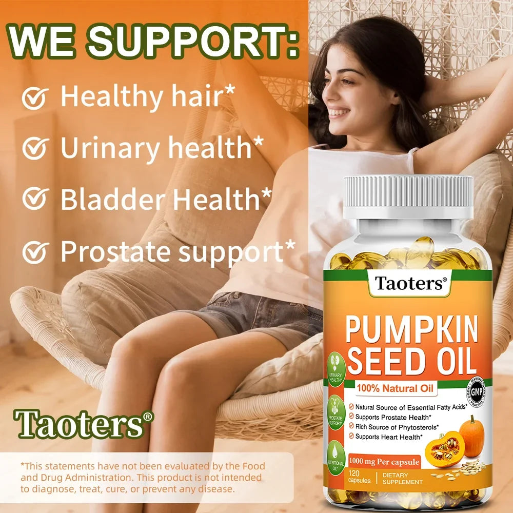 Pumpkin Seed Oil Capsules – Urinary, Bladder & Hair Support 120ct