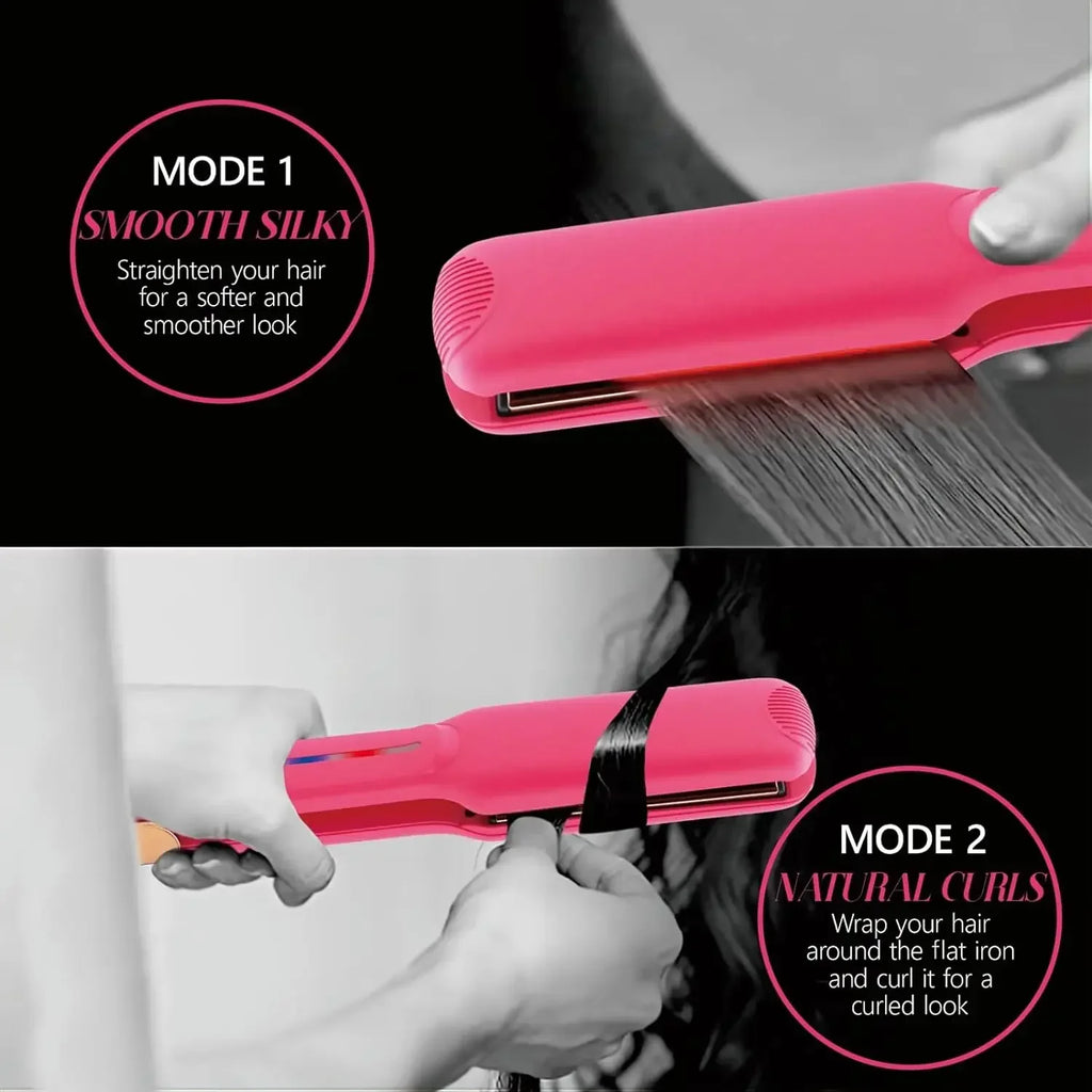 URGGU Pink Titanium Flat Iron – 2-in-1 Hair Straightener & Curler