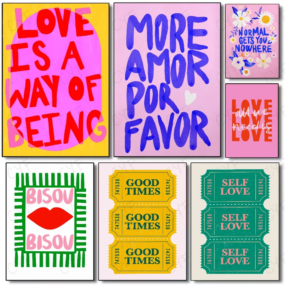 Minimalist Love Quotes Wall Poster – Waterproof PVC Art Sticker