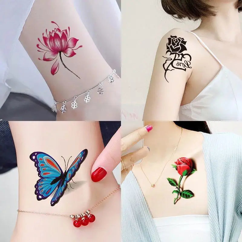 20-Sheet Flower & Butterfly Temporary Tattoo Stickers | Waterproof