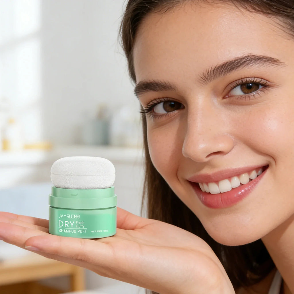 Matte Dry Shampoo Powder Puff – Oil Control & Root Volume Boost
