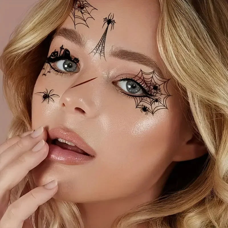 Halloween Temporary Tattoo Stickers – Spider, Bat & Skull | 10-100 PCS