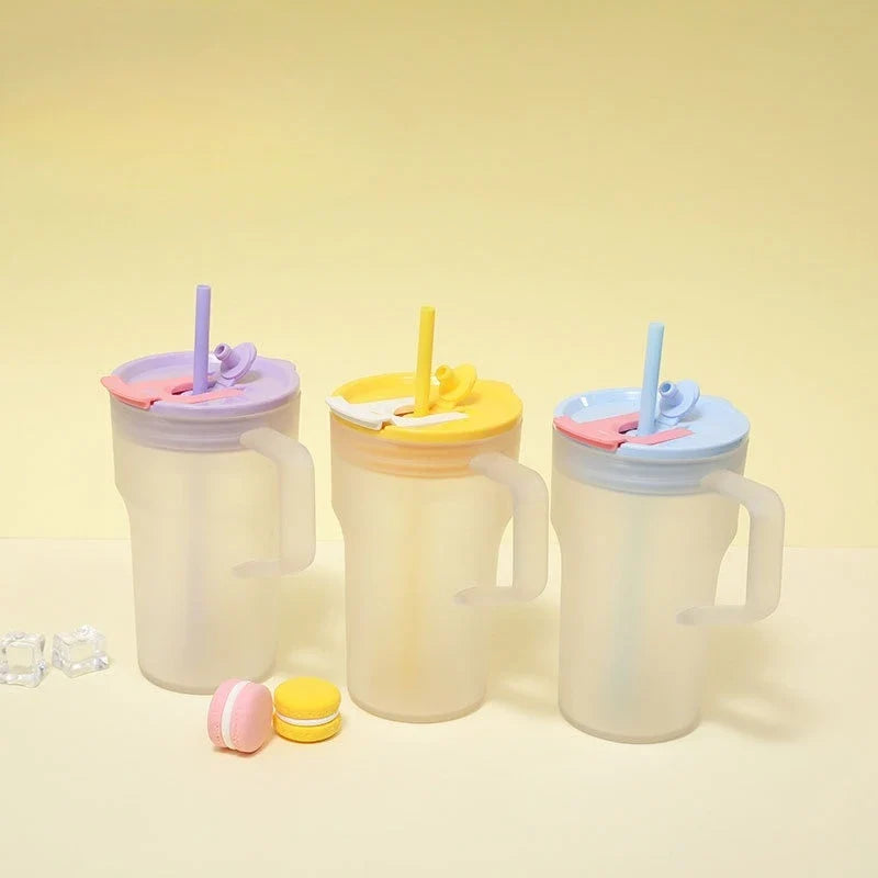 Creative Double-drinking Straw Cup Simple Single-layer Plastic Car