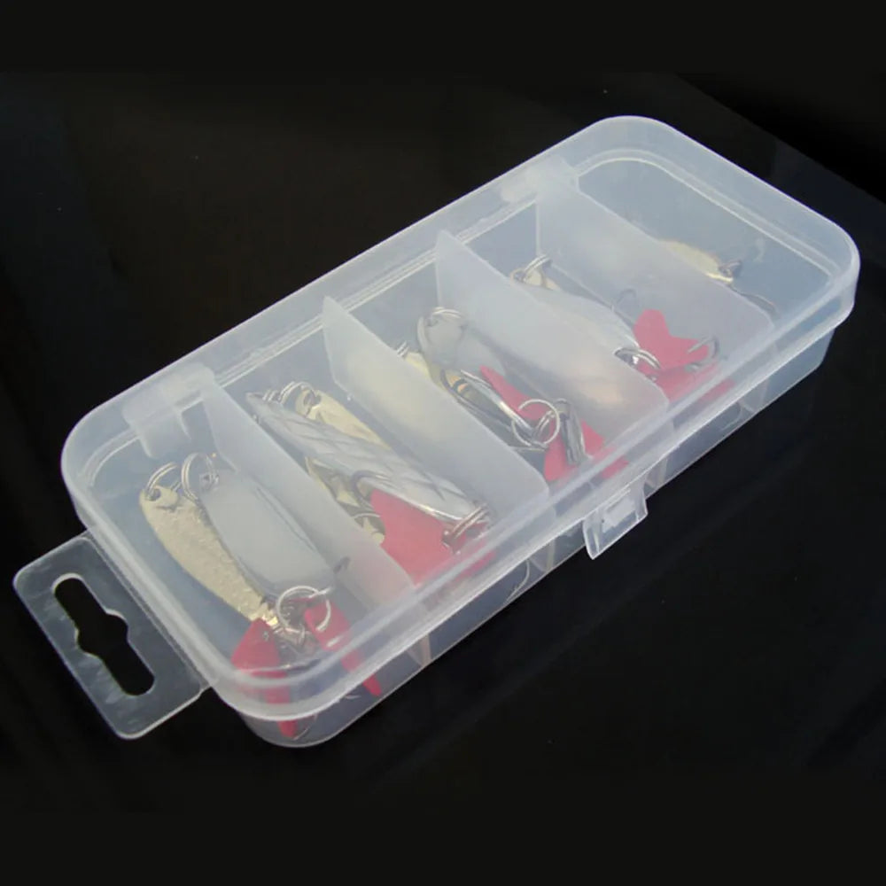 10-Piece Metal Jig Spoon Spinner Fishing Lure Set + Tackle Box