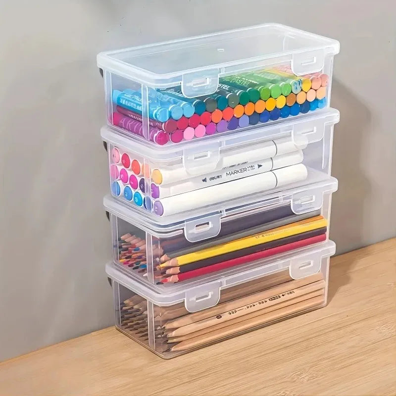 2 Large Capacity Office Transparent Plastic Storage Box Portable Can