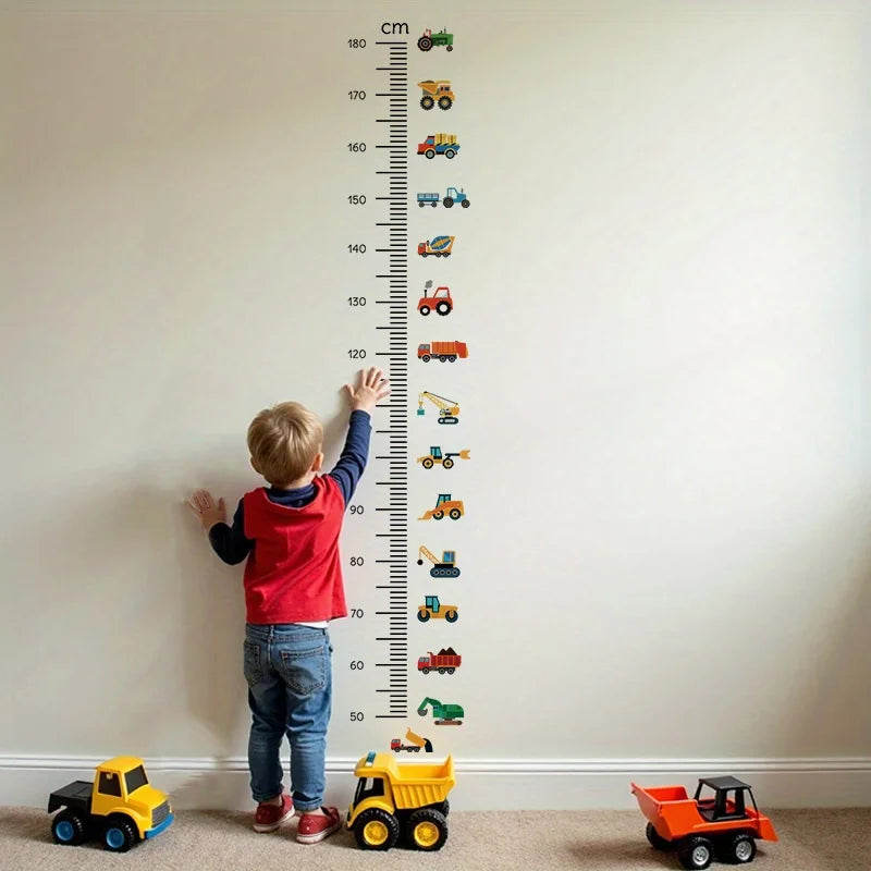Construction Crane Kids Height Ruler Wall Sticker | Boys Gift
