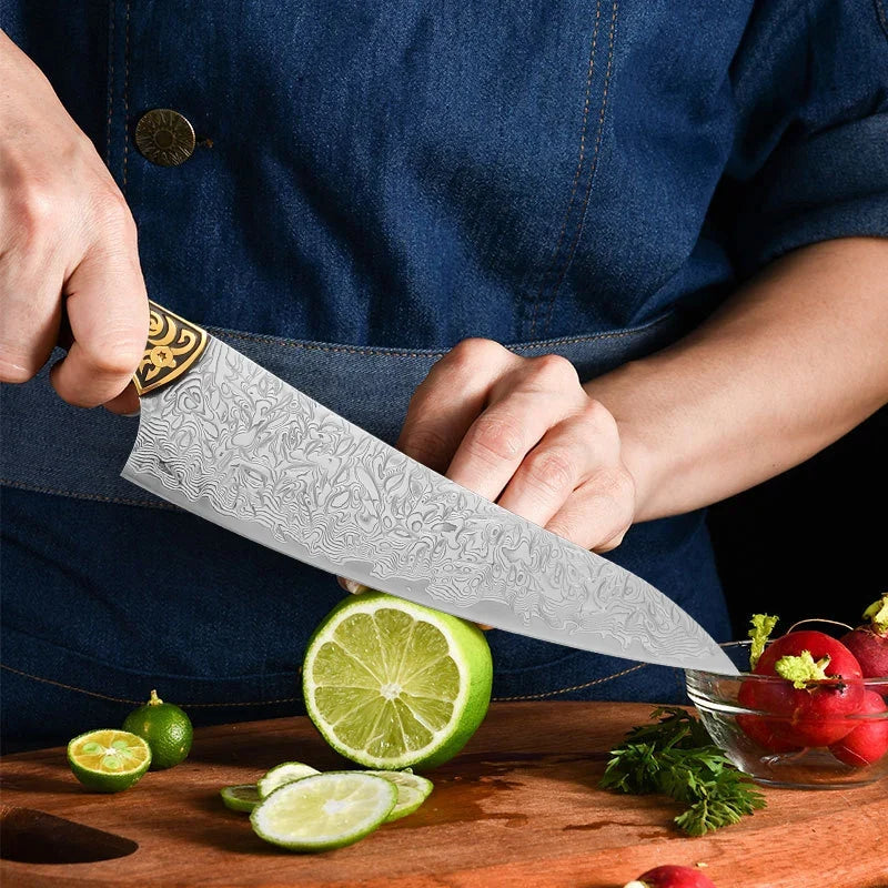 Damascus Steel Chef Knife – Wood Handle & Gift Box | InLeung