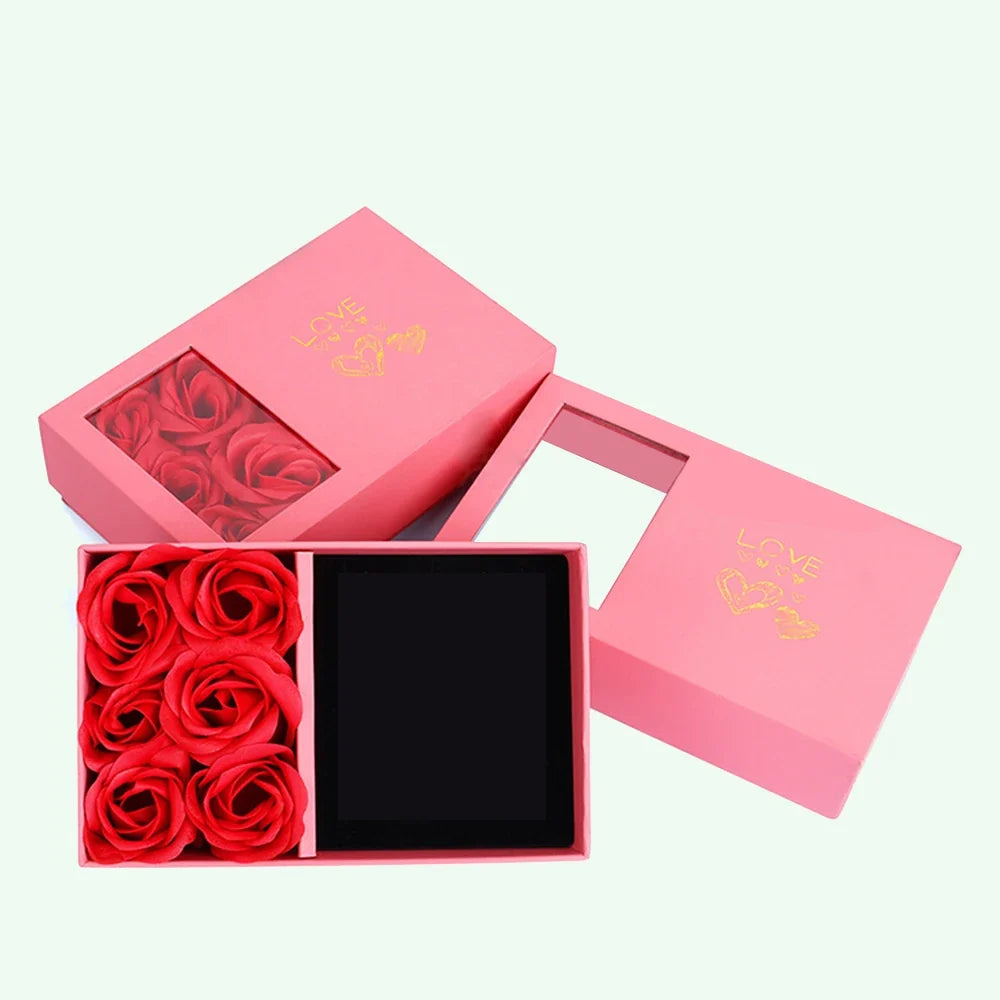 Rose Box Eternal Flower Ring Pendant Earrings Necklace Jewelry 6