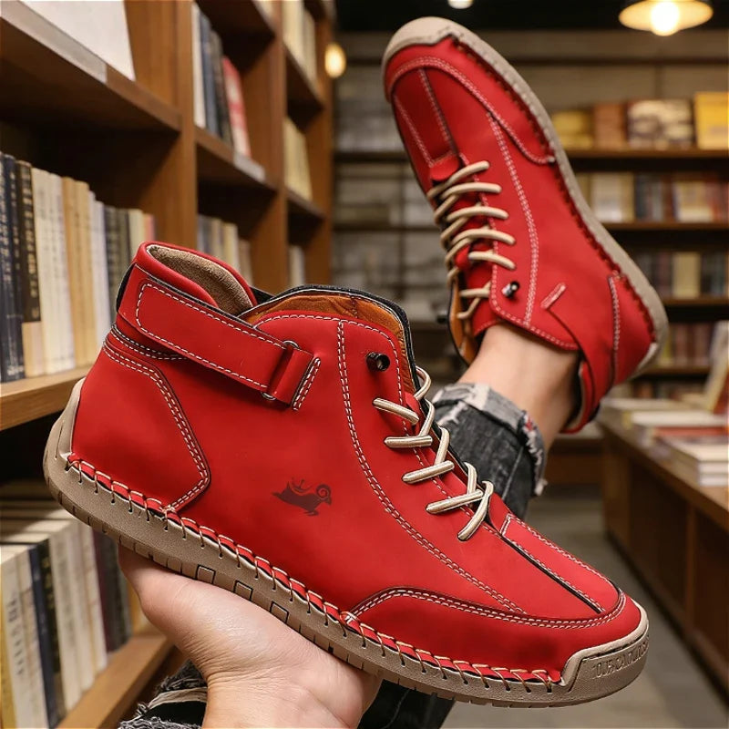 ZULIWAGN Men's Vintage Leather Lace-Up Casual Shoes | Non-Slip