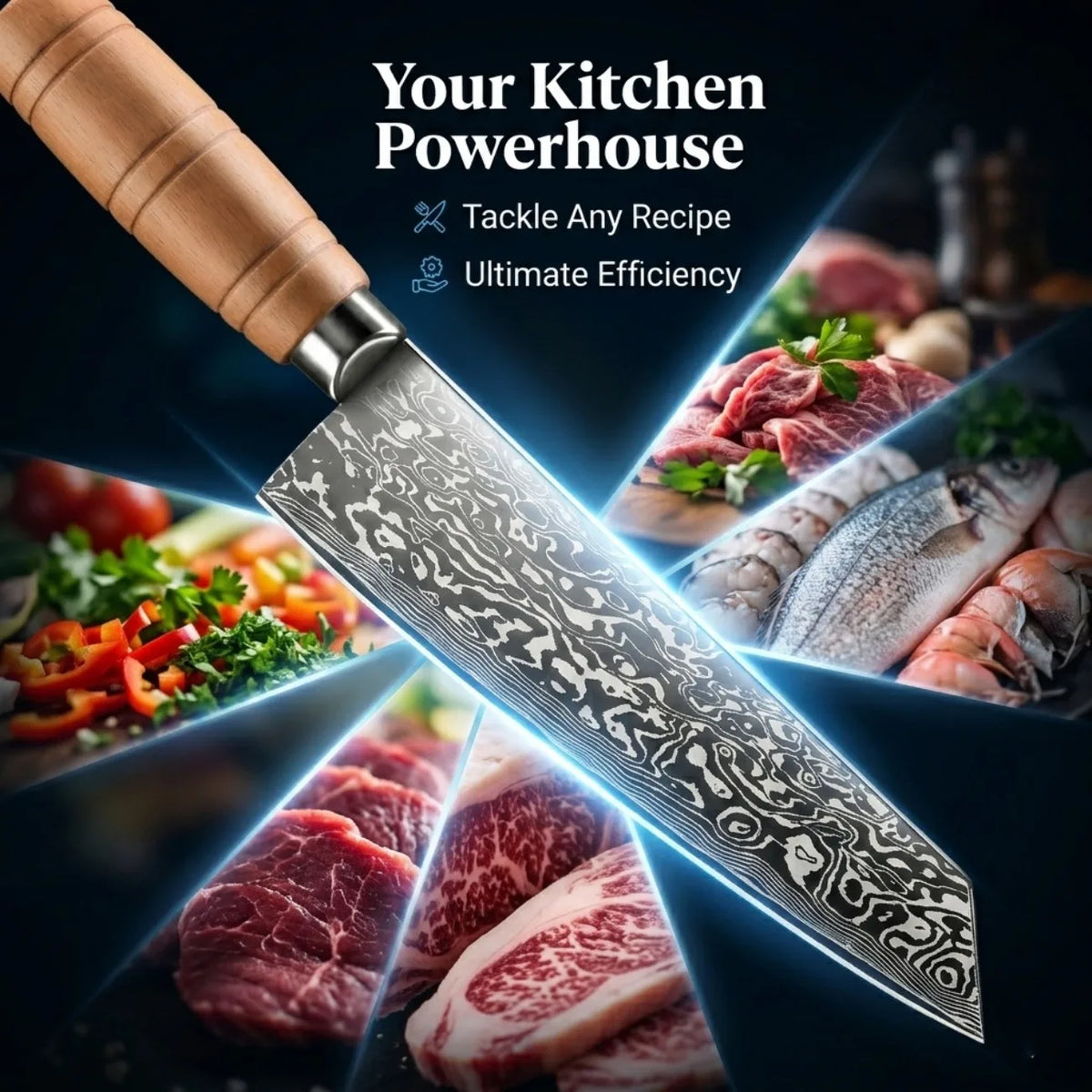 Professional Chef's Knife – 4Cr13 Stainless Steel & Oak Handle