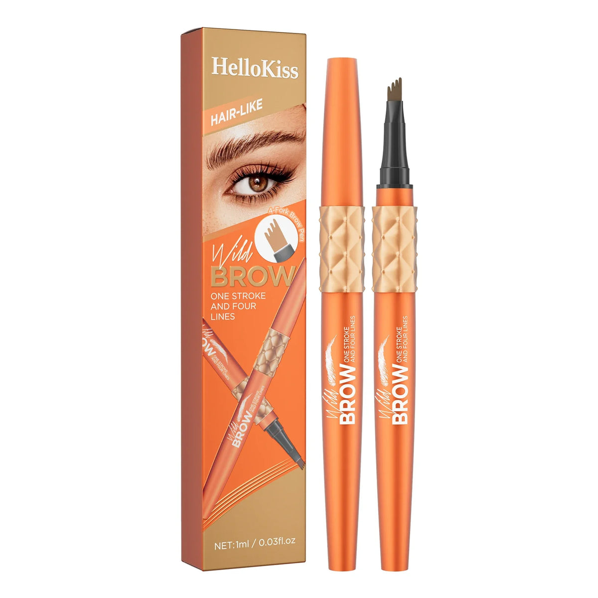 Hello Kiss 4-Tip Waterproof Liquid Eyebrow Pen | 3D Microblading
