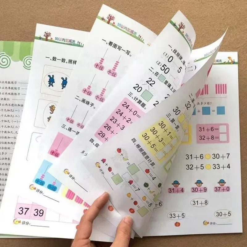 Handwritten Arithmetic Exercise Books Learning Mathematics Workbook