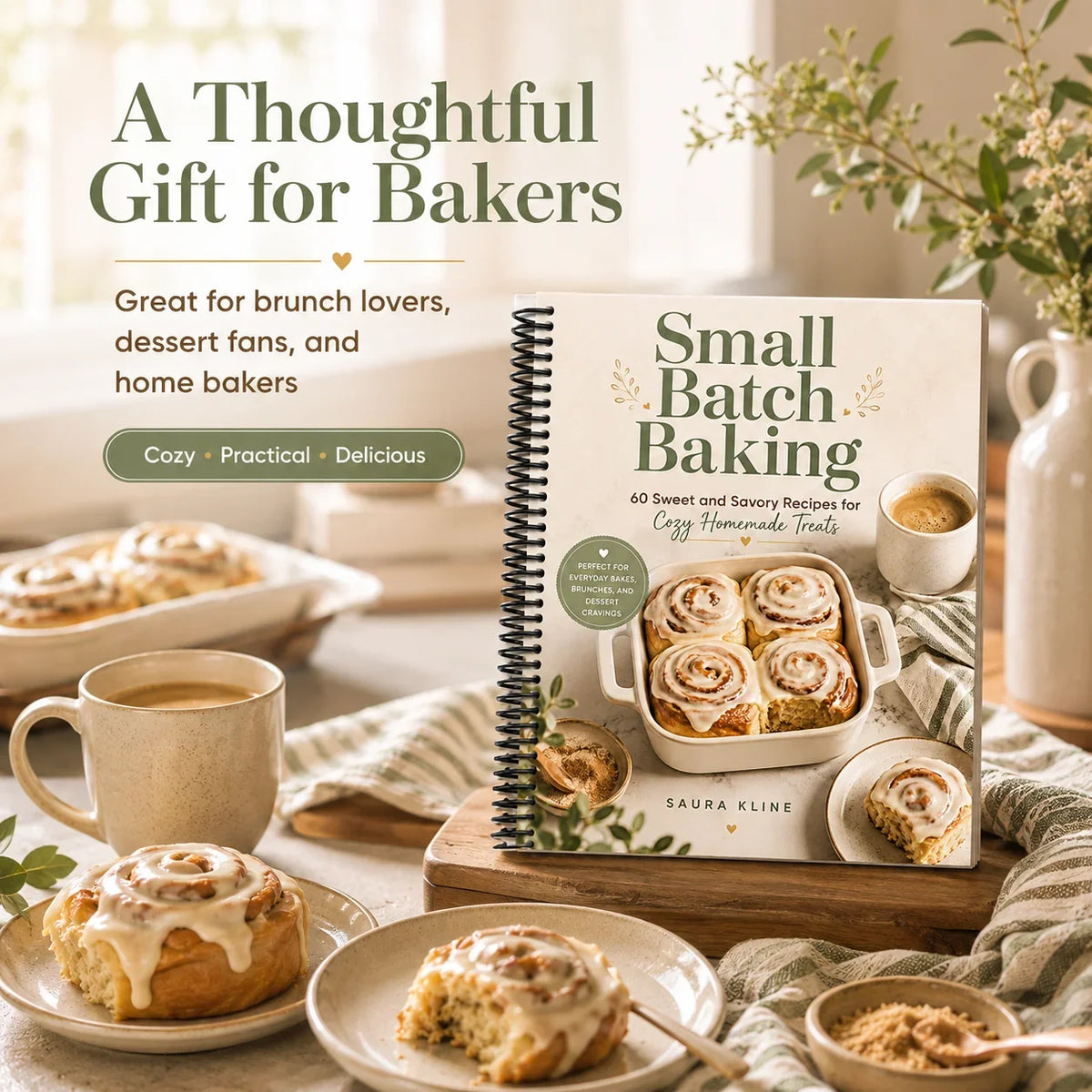 Small Batch Baking Recipe Book A5 Spiral Cookbook 60 Sweet Savory