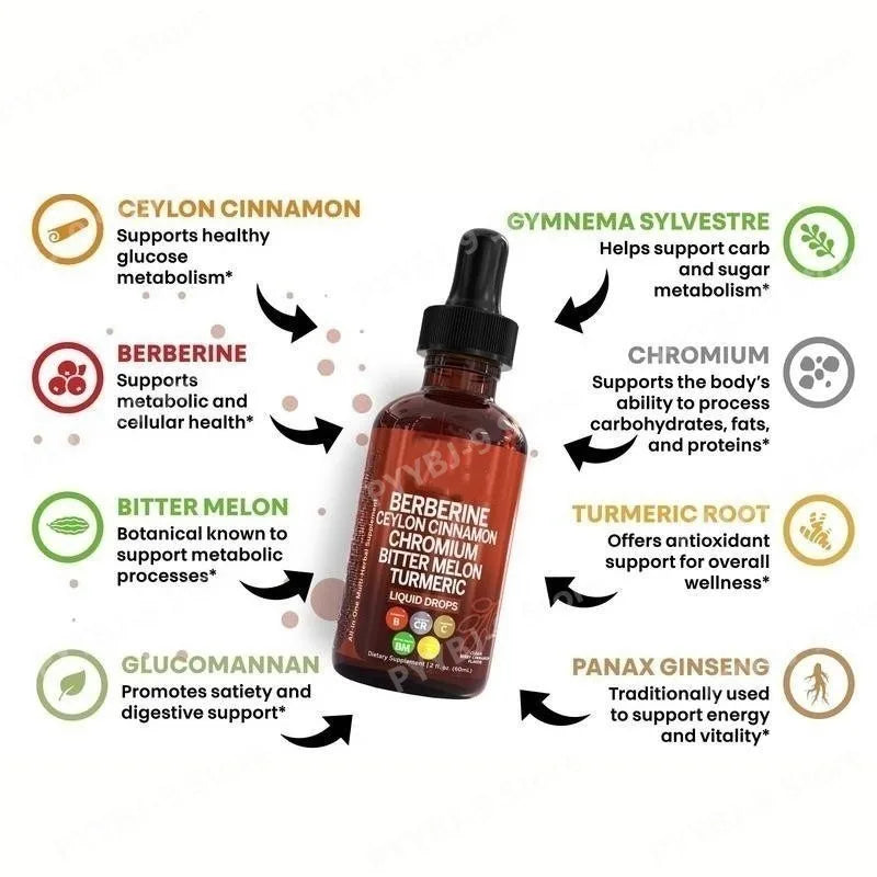 Berberine Chromium Turmeric Ginseng Liquid Drops 60ml