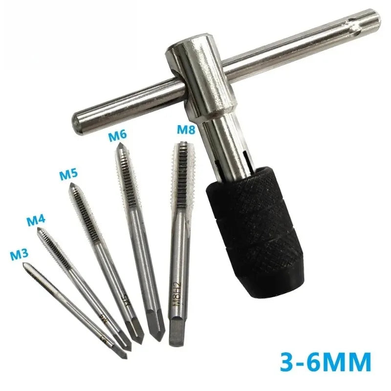 T-Shape Tap Wrench Set 3–6mm | M3–M8 Hand Taps 6-Piece Kit